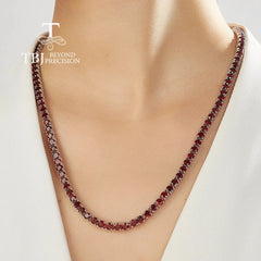 Light luxury fine jewelry Natural red garnet necklace Fashion women's anniversary banquet engagement wear