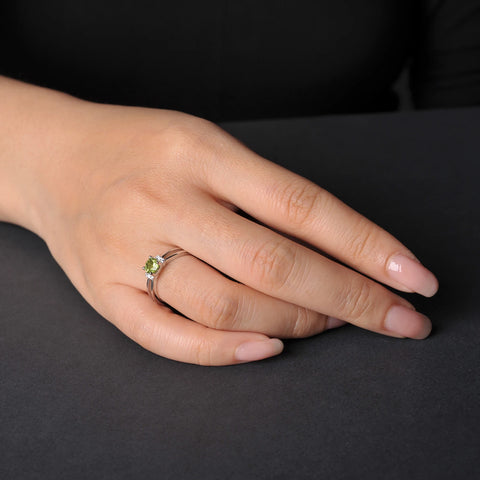 1.1ct Genuine Natural Peridot 925 Sterling Silver Solitaire Ring