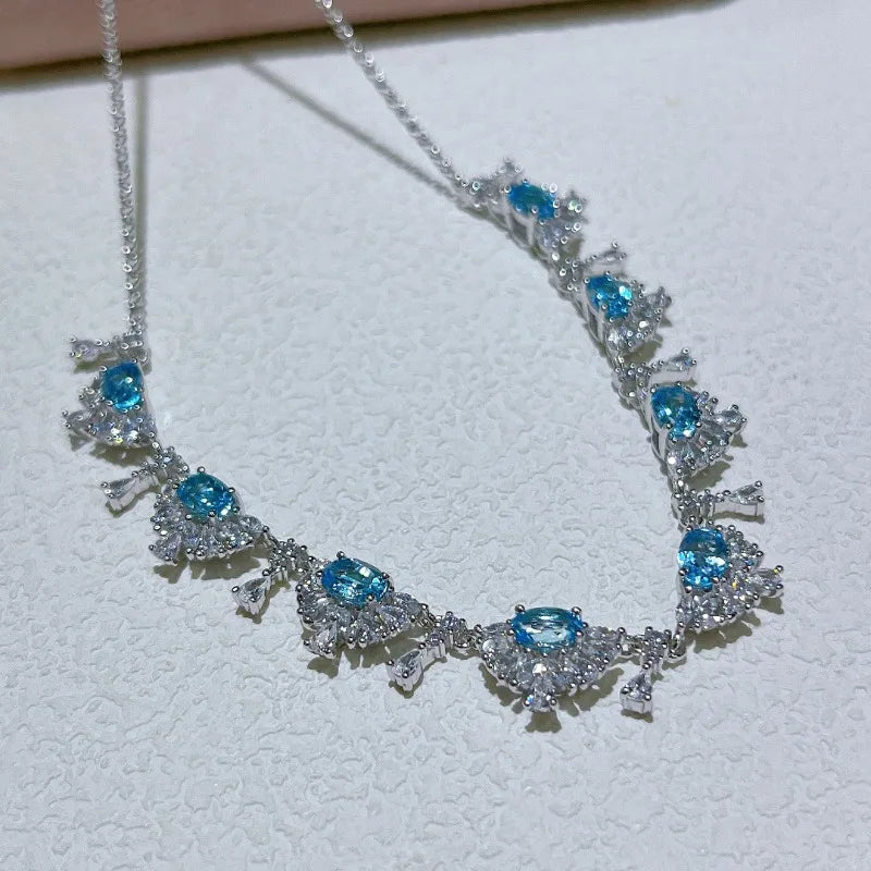 SACE GEMS S925 Sterling Silver Certified 4*6MM Natual Topaz Pendant Necklaces for Womne Engagement Cocktail Party Fine Jewelry