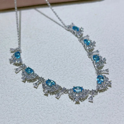 SACE GEMS S925 Sterling Silver Certified 4*6MM Natual Topaz Pendant Necklaces for Womne Engagement Cocktail Party Fine Jewelry
