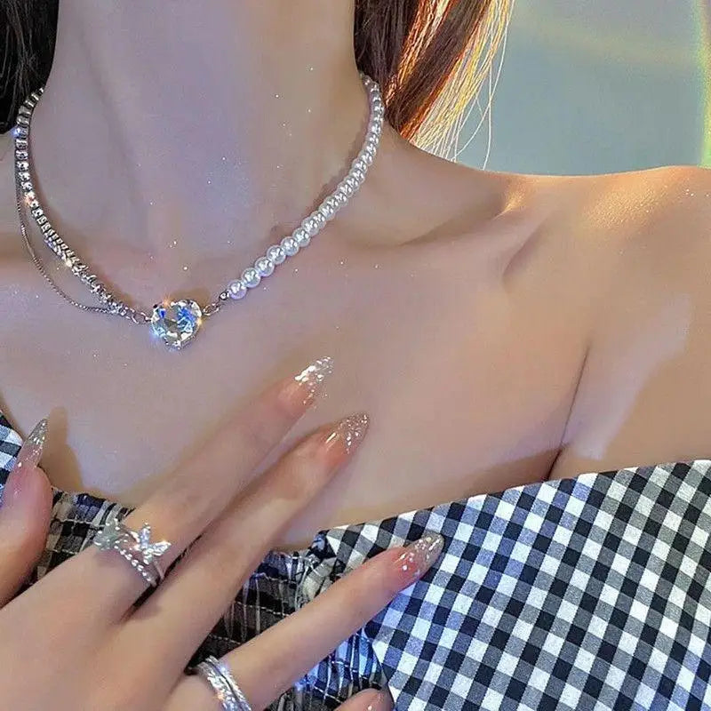 Simple Stacked Retro Imitation Emerald Green Pearl Multi-layer Necklace For Women Fashionable Jewelry Accessories Birthday Gifts