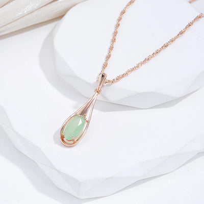 Green Emerald Drop Pendant Necklace For Women