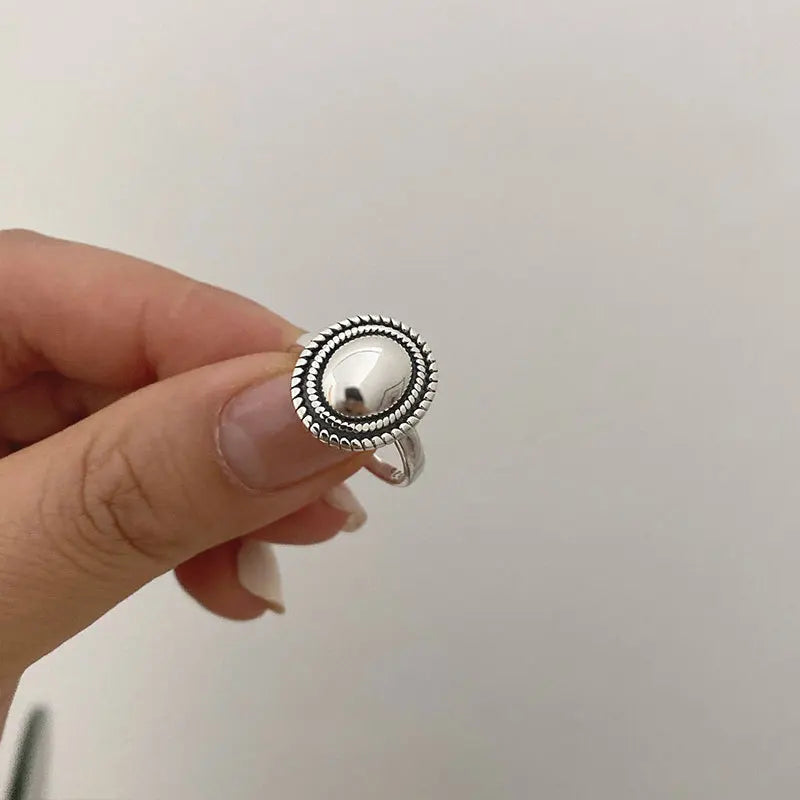 PANJBJ 925 Sterling Silve Moonstone Irregular Ring for Women Party Gift Adjustabler Personality Korean Dropshipping