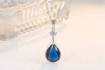 Sterling Silver Blue Sapphire Pendant Necklace