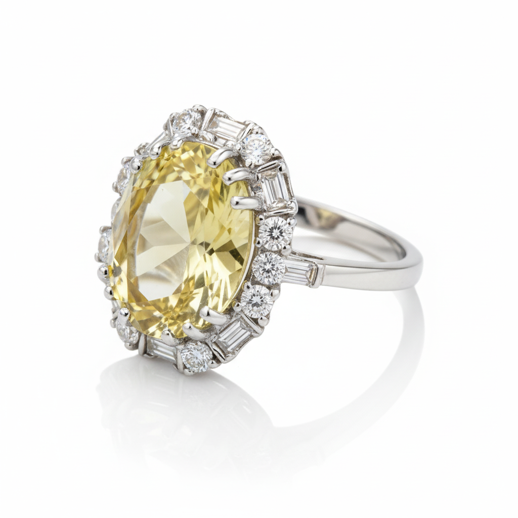 925 Sterling Silver Citrine Gemstone Ring