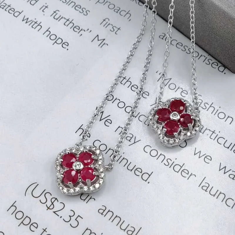 SACE GEMS Luxury 100% 925 Sterling Silver 3*3MM Ruby Pendant Necklaces for Womne Wedding Party Birthday Fine Jewelry Gift
