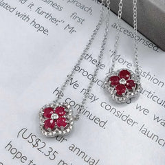 SACE GEMS Luxury 100% 925 Sterling Silver 3*3MM Ruby Pendant Necklaces for Womne Wedding Party Birthday Fine Jewelry Gift