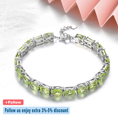 Natural Peridot Sterling Silver Bracelet 25 Carats Genuine Birthstone August Luxury Gorgerous Fine Jewelrys S925 Anniversary