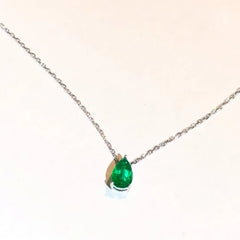 Emerald Crystal Zircon Waterdrop Charm Pendant Necklace for Women Charms Fashion Green Rhinestone Female Vintage Jewelry