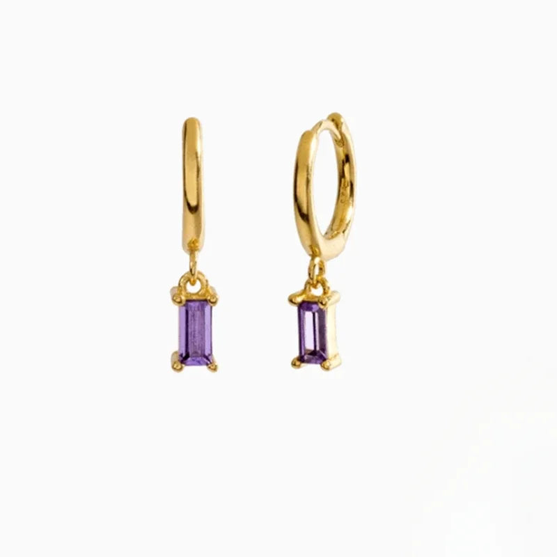 French Emerald Geometric Hoop Stainless Steel Earrings for Women Party Jewelry Accessories Trendy Zircon Crystal Drop Earring