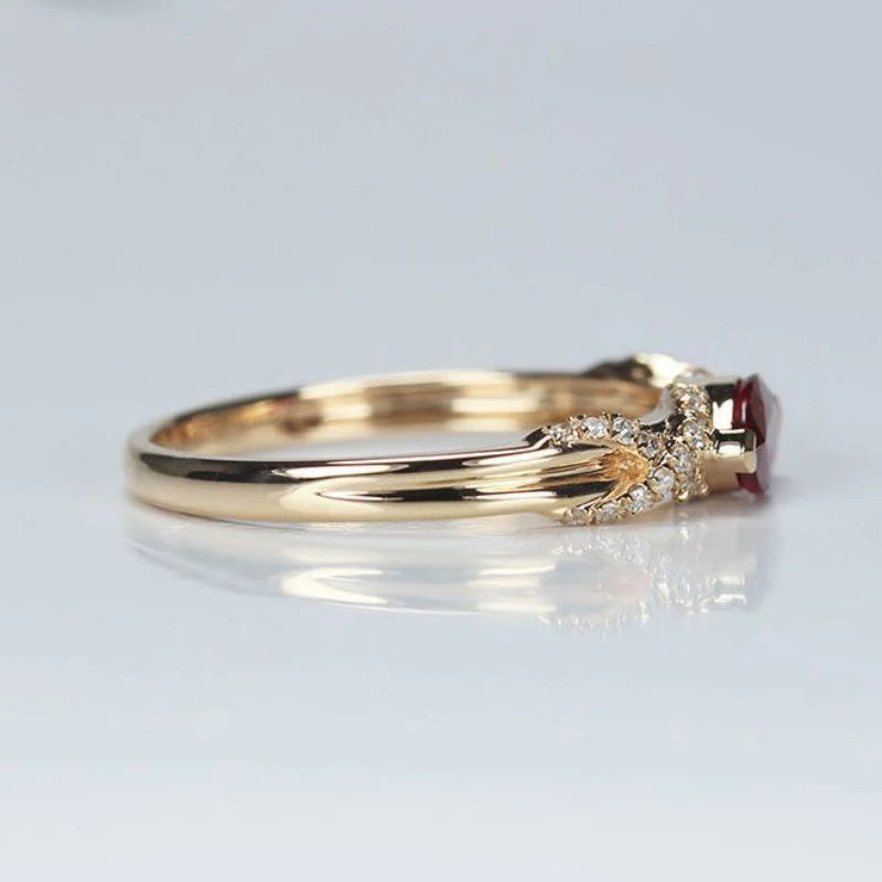 Classic horse-eye pointed exquisitely Inlaid ruby rings for women fashionable and luxurious Red gemstoneg engagement jewelry