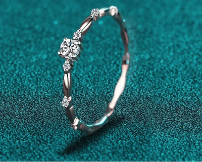 Diamond Beaded Sterling Silver Engagement Rings Gifts