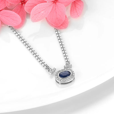 Natural Blue Sapphire Silver Necklace 0.8 Carats Genuine Precious Gemstone S925 Exquisite Romantic Fine Jewelrys Birthday Gifts