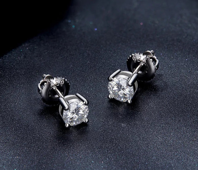 4 Prong Diamond Birthstone Stud Earrings for Aries