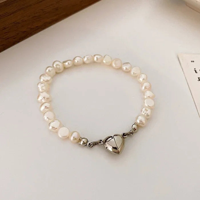 New 925 Sterling Silver Bracelet Pearls Knots Bracelet for Women Fashion Heart Pearls Bracelet  Luxury Jewelry Accessories Gift