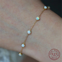 925 Sterling Silver Temperament Imitation Opal Bracelets for Women  Birthday Party Gift Fine Jewelry