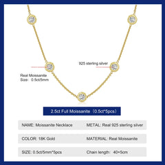 Moissanite Necklace Certified Original 18k Gold Plated 925 Silver Diamond Choker Chain for Women Jewelry GRA
