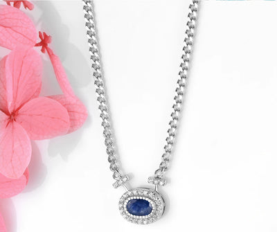 Natural Blue Sapphire Silver Necklace 0.8 Carats Genuine Precious Gemstone S925 Exquisite Romantic Fine Jewelrys Birthday Gifts