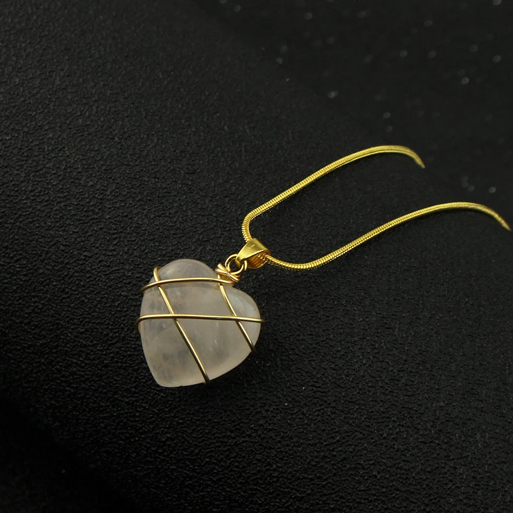 Opal Heart Necklace with Crystal Castle Garnish