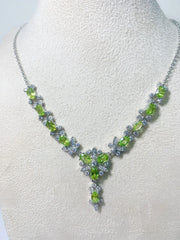 ZECAA Peridot Fine Jewelry Peridot Necklace Pendant With Natural Peridot Gemstone 4*6mm Lady Peridot Necklace Pendant Jewelry