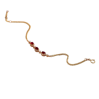 Provence Luxury Bracelet Ruby gemstone lab diamonds Halo set 18K yellow gold Chain Premium Jewelry Women Everyday Accessories