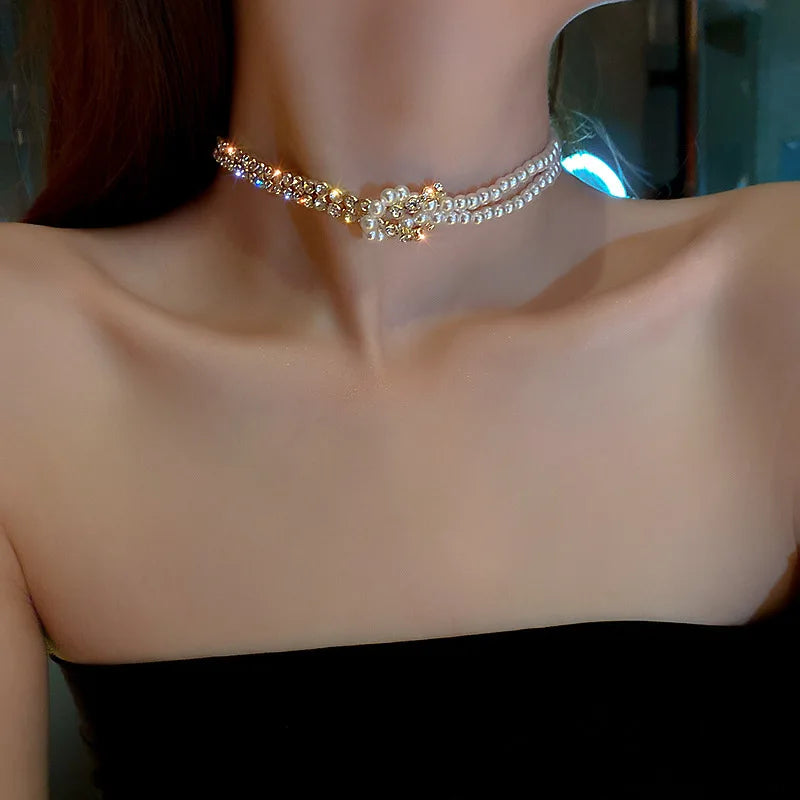 Simple Stacked Retro Imitation Emerald Green Pearl Multi-layer Necklace For Women Fashionable Jewelry Accessories Birthday Gifts
