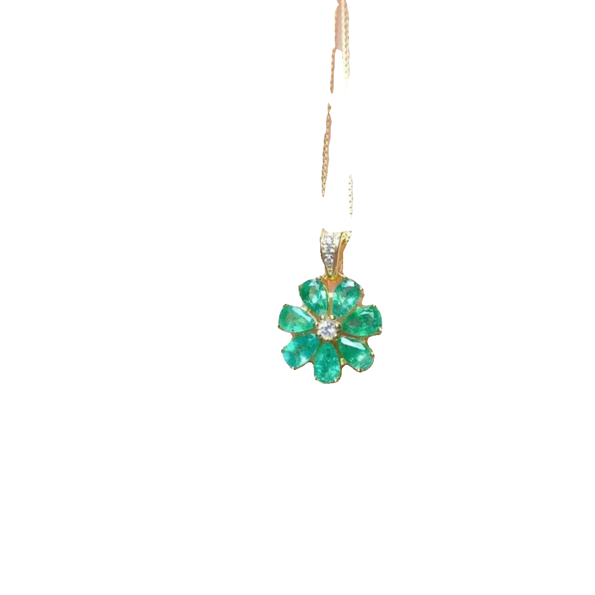 New Luxury Japan and Korea Pure Natural Emerald Clavicle Chain Pendant Necklace S925 Sterling Silver Inlaid Gold Plated