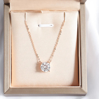 4 Prong Brilliant Cut Diamond Birthstone Necklace