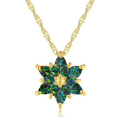 CiNily Delicate Flower Shaped Fire Opal Pendant Necklace Rose Gold Plated Trendy Jewelry Gifts for Women Girls(with Chain)