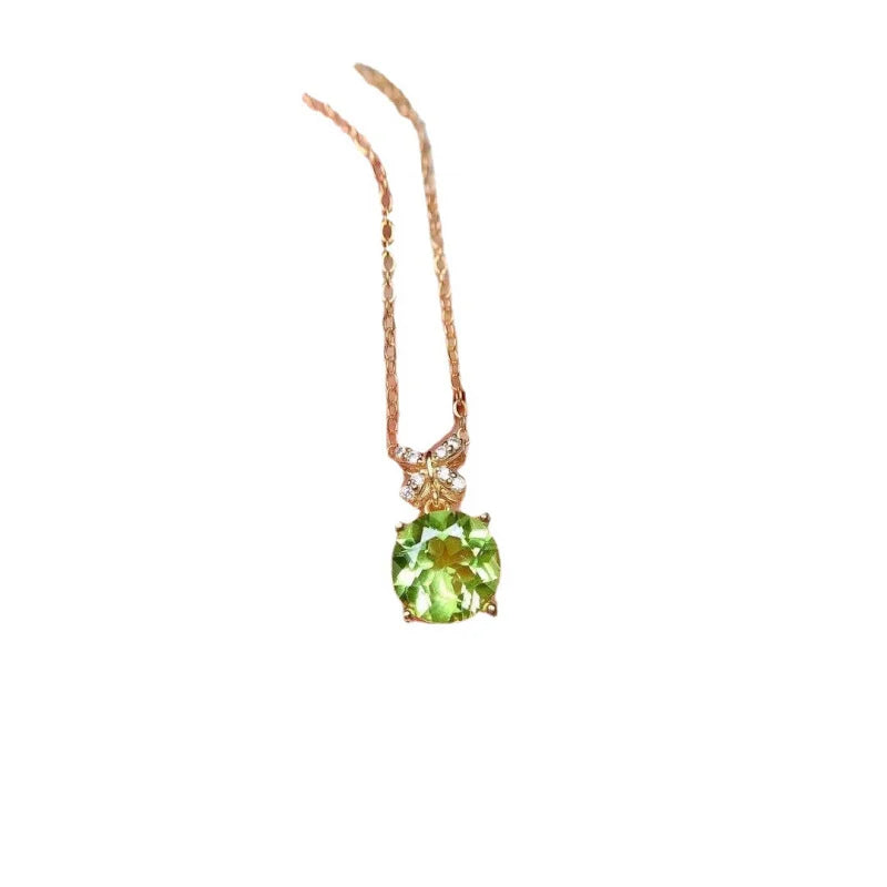 Peridot Set 925 Silver Inlaid With Colored Gemstones Jewelry Ring Earrings Necklace Women'S Accessories