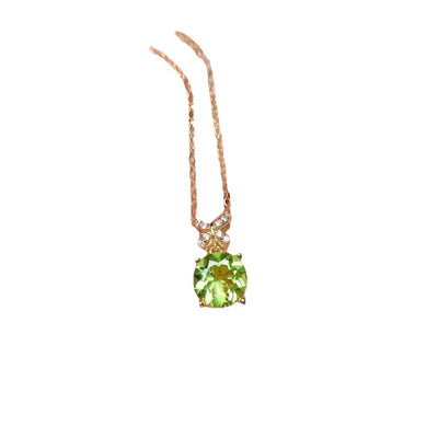 Peridot Set 925 Silver Inlaid With Colored Gemstones Jewelry Ring Earrings Necklace Women'S Accessories