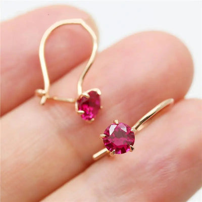 14K Rose Gold Ruby Drop Earrings