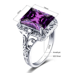 Szjinao Amethyst Ring Vintage Gemstone Ring 925 Sterling Silver For Woman Man Birthday Party Anniversary Gift Trend Fine Jewelry