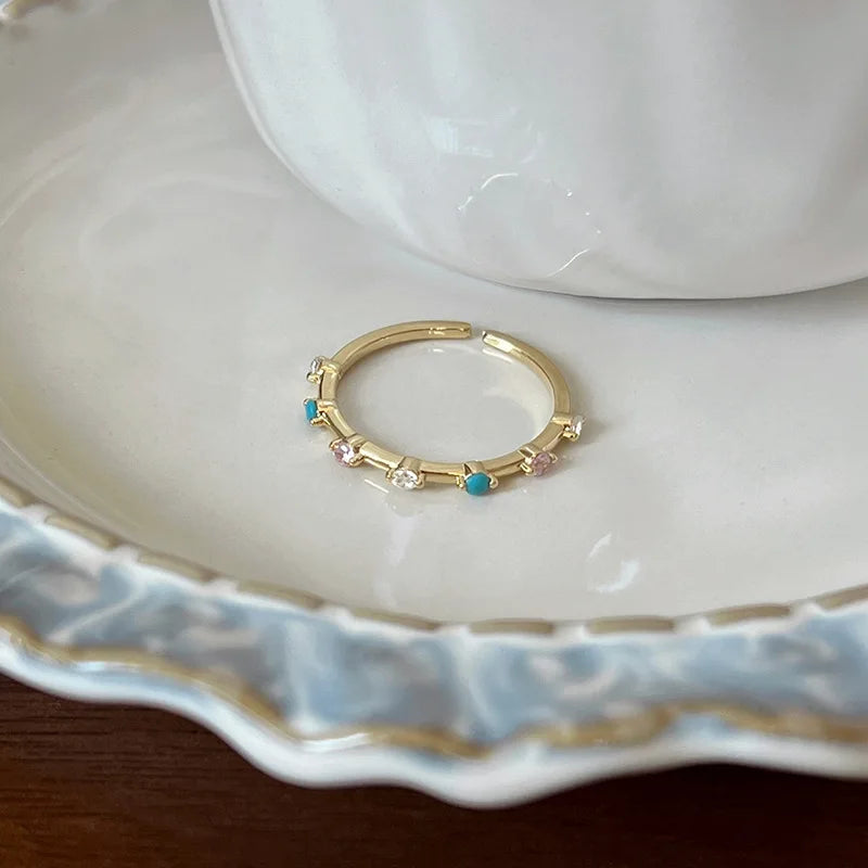 PANJBJ 925 Sterling Silve Moonstone Irregular Ring for Women Party Gift Adjustabler Personality Korean Dropshipping