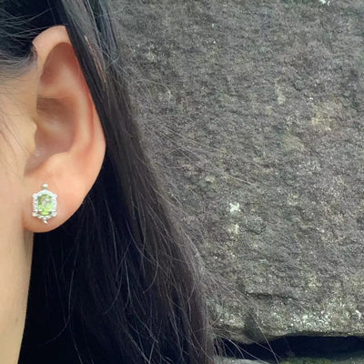 Natural Peridot Turtle Stud Earrings