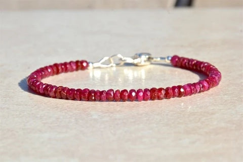 Natural Ruby Beaded Gemstone Bracelet