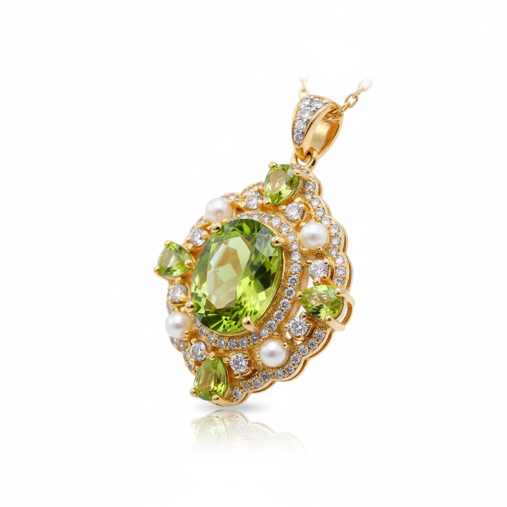 Pendant 925 Sterling Silver Natural Peridot women's Fire Color Super Good Free Shipping Jewelry Certified Jewelry Boutique