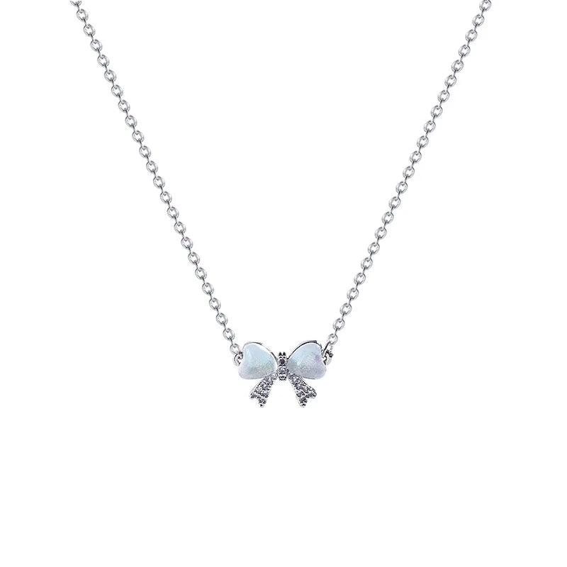 Light and Luxurious Opal Bow Necklace