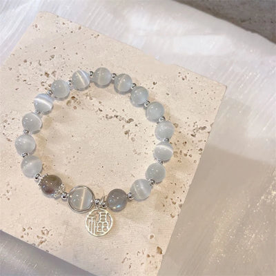 Jewelry Women's New Moonlight Crystal Bracelet Opal Aquamarine Light Luxury Leaf Elastic Bracelet