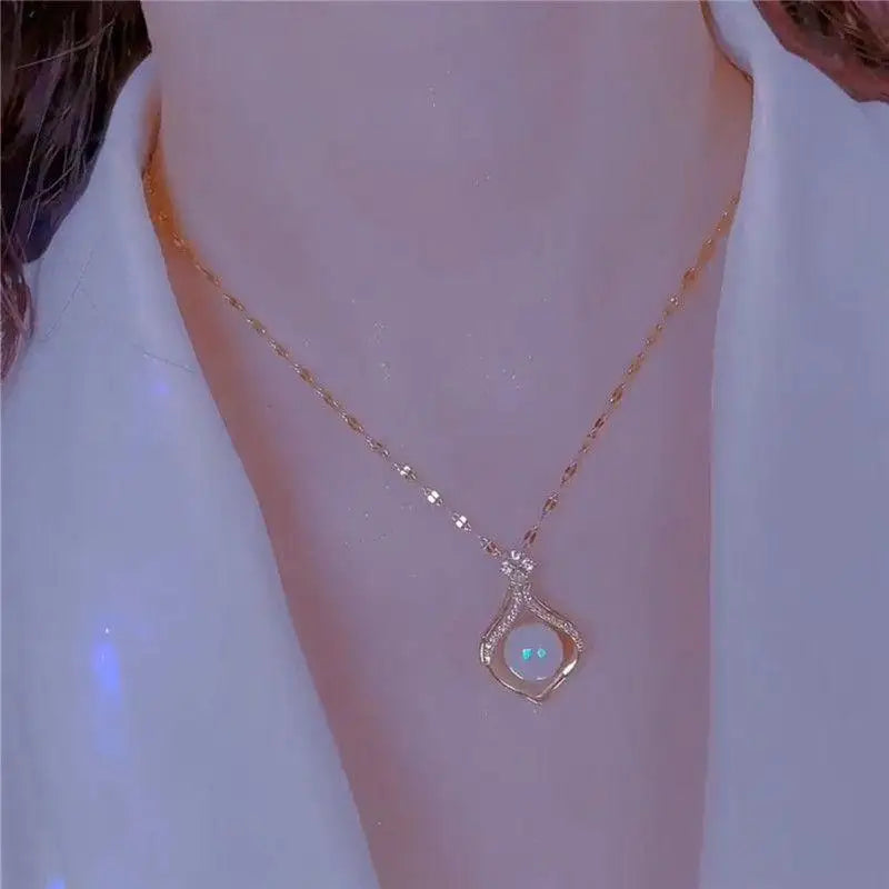 Simple Stacked Retro Imitation Emerald Green Pearl Multi-layer Necklace For Women Fashionable Jewelry Accessories Birthday Gifts