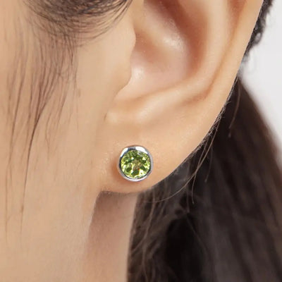 RAPRGOLD Princess Natural Peridot Stud Earring for Women Real 925 Sterling Silver Piercing Earrings Fine Jewelry Gift Pendientes