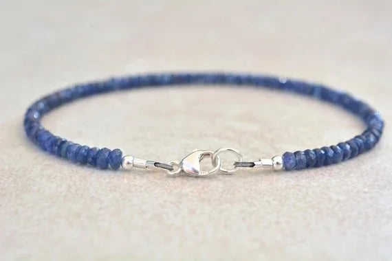 Natural Blue Sapphire Beaded Bracelet