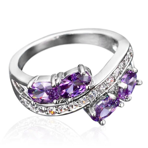 Chic Purple Zirconia Engagement Ring