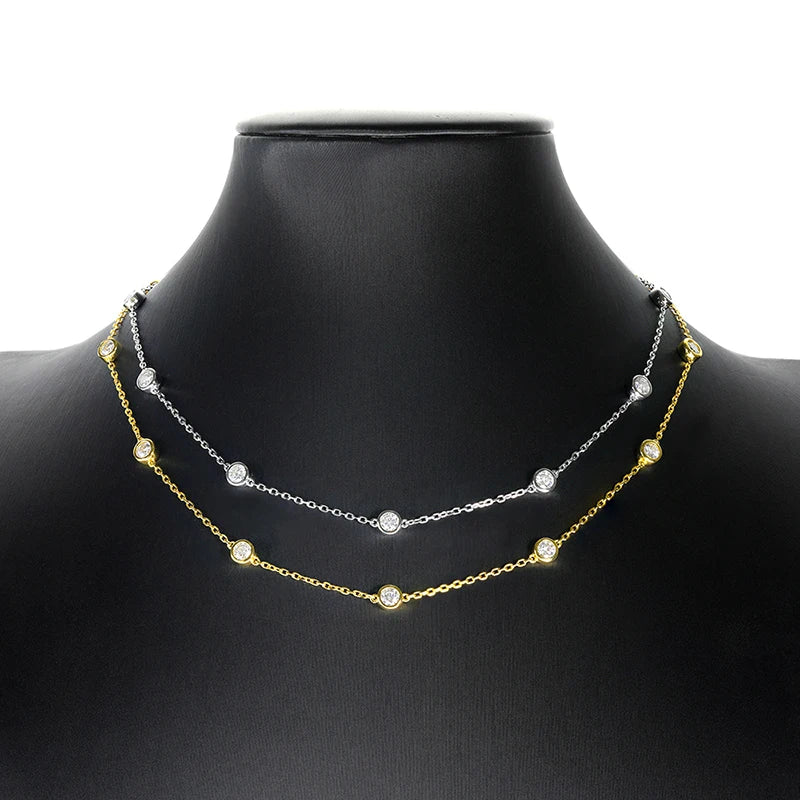 Moissanite Beaded Diamond Choker Necklace