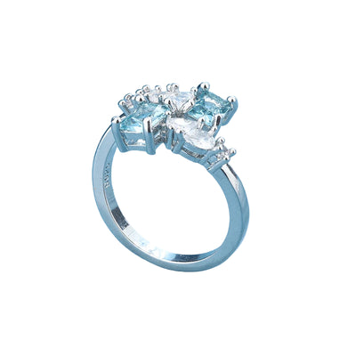 Exquisite Ring for Women's Fashion Aquamarine Zircon Ring 925 Silver Women's Party Jewelry Wedding Bride Engagement Ring