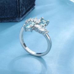 Exquisite Ring for Women's Fashion Aquamarine Zircon Ring 925 Silver Women's Party Jewelry Wedding Bride Engagement Ring